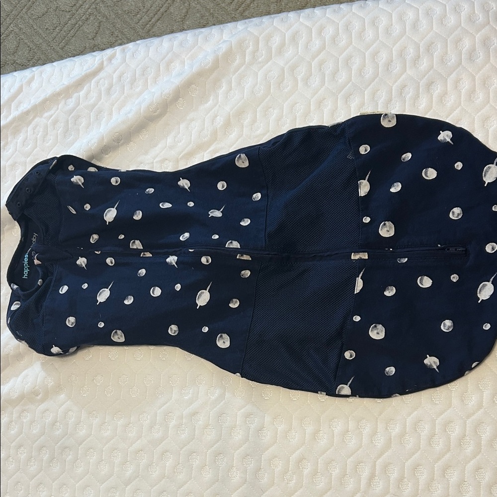 Navy Sleep Sack with White Polka Dots